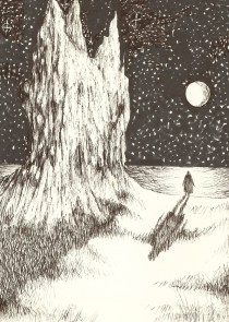 FANTASY JUVENILIA 'Rogan Crag', from 'Shelhal, The Seahart' (pen and ink) by Michael Burge.
