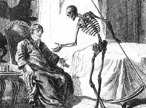 UNEXPECTED COLLEAGUE The Grim Reaper made an appearance in the lunch room of my first workplace (Image unknown, but in the pubic domain).
