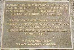 SET IN STONE Plaque at the Myall Creek Massacre memorial.