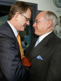 NEVER GONNA HAPPEN Mark Latham roughing-up John Howard in 2004.