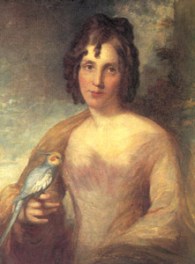 BIRDMAN'S WIFE Elizabeth Gould (1804–1841) holding a Cockatiel (Image: National Library of Australia) 